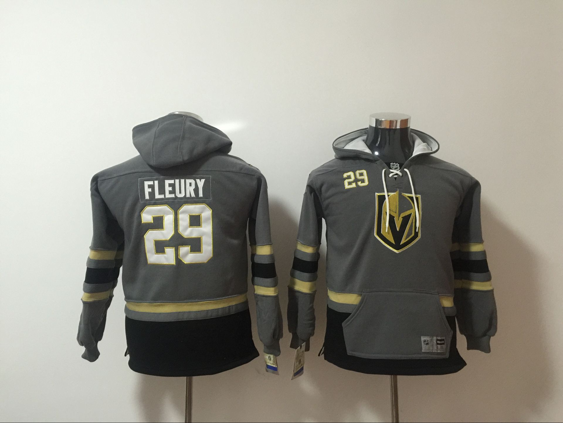 Youth Vegas Golden Knights 29 Fleury Fanatics Branded Breakaway Home Gray Adidas NHL Hooded